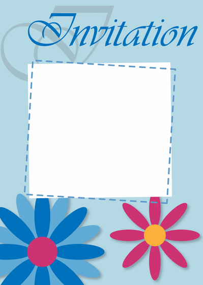 Carte Invitation Baptême Bleu Avec Des Fleurs : Envoyer 
